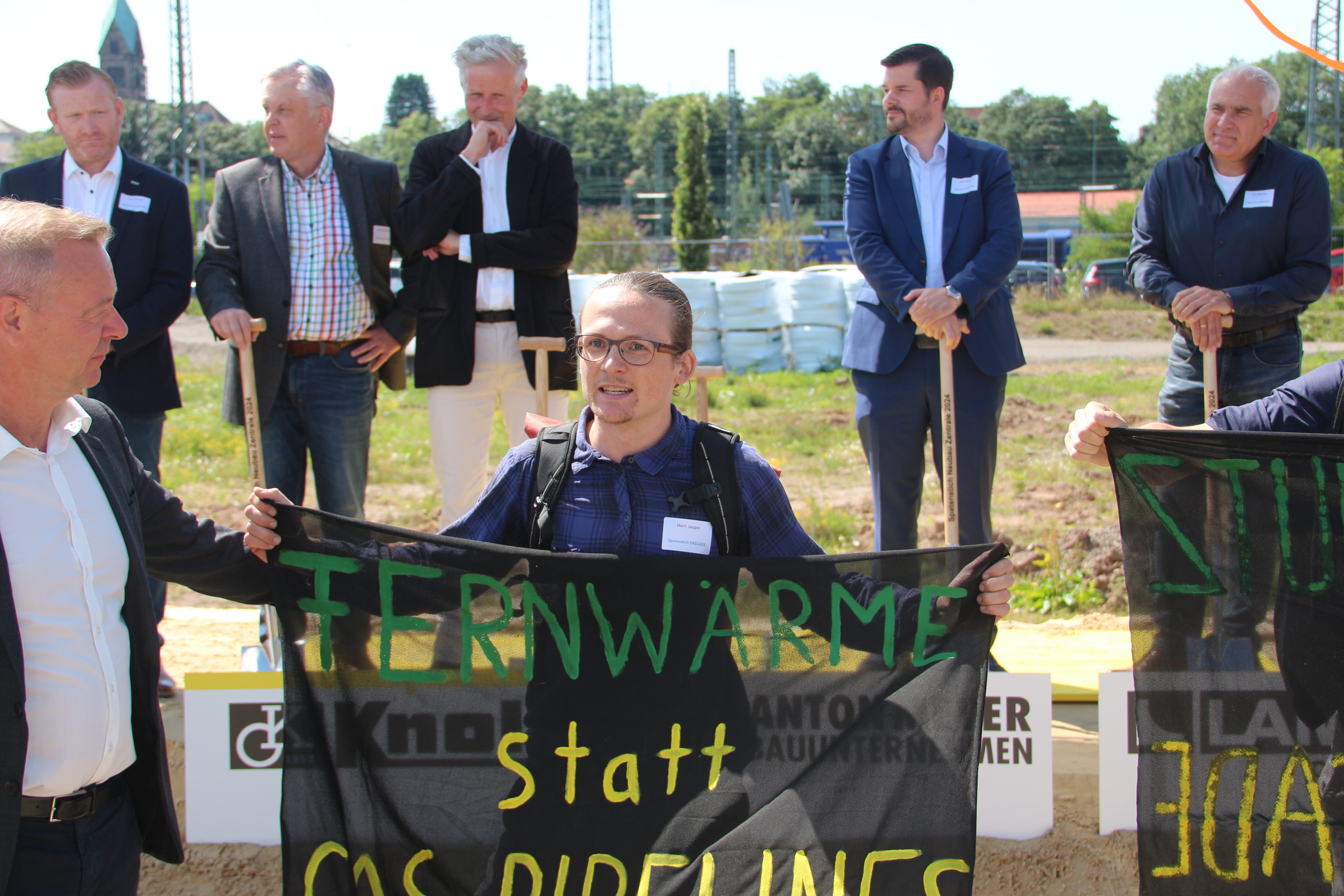 Banner "Klimaschutz statt Gas-Pipelines"